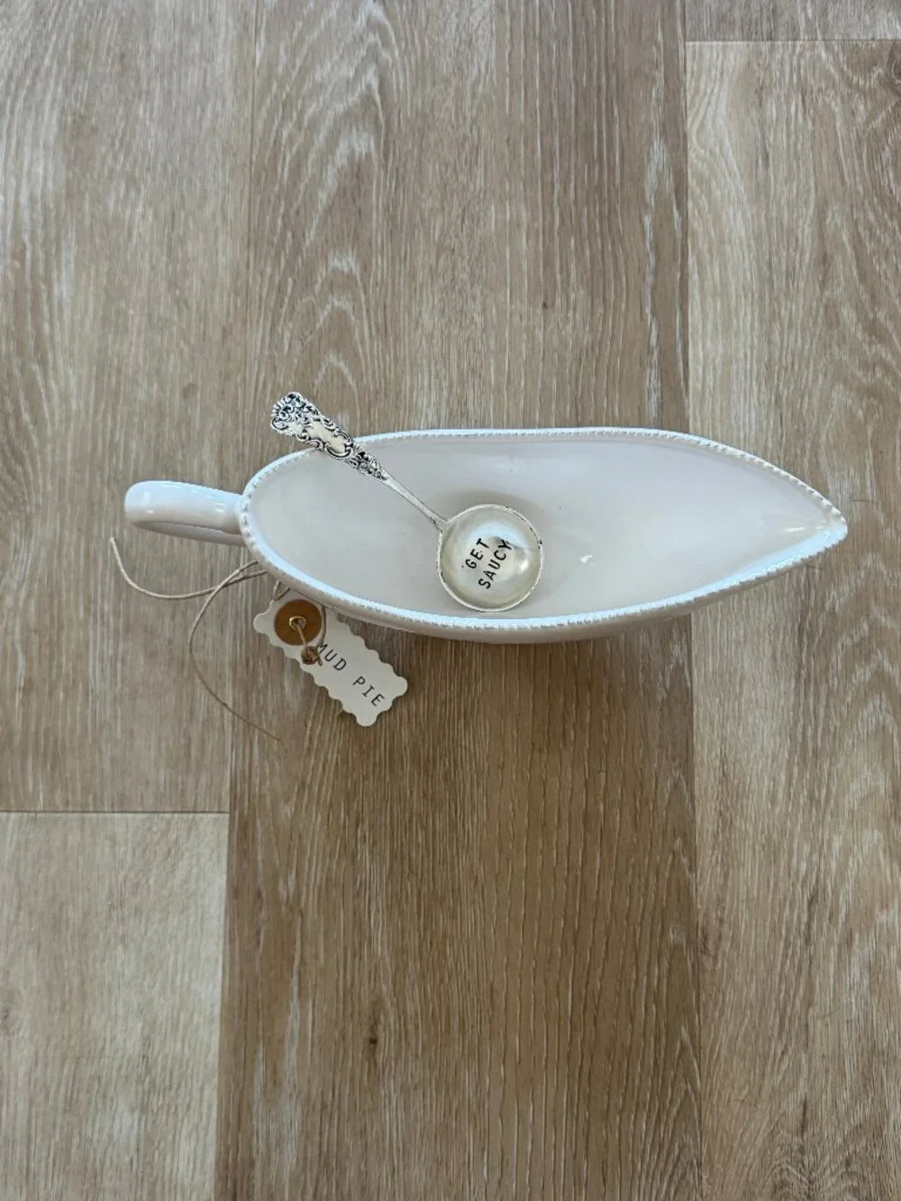 MUD PIE Gravy Boat Set with spoon, GET SAUCY, Thanksgiving, Holiday, BRAND NEW!